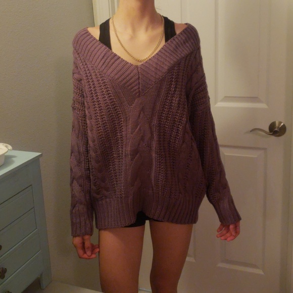 Lilac cable knit sweater new sale - Picture 2 of 3